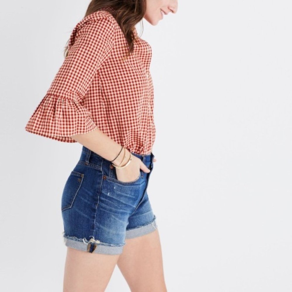 Madewell Gingham Bell Sleeved Shirt